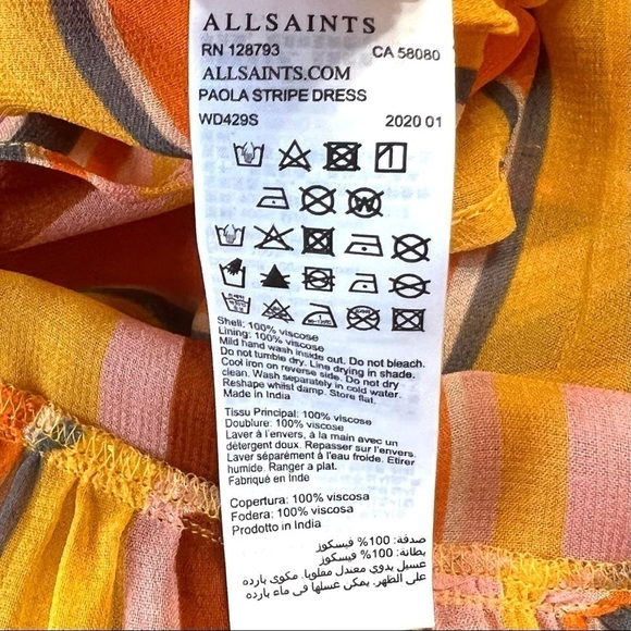 All Saints Paola Stripe Midi Shift Dress Women’s 6 - Picture 12 of 13